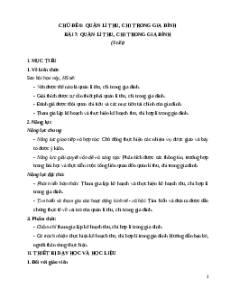 Giáo án Bài 7: Quản lí thu, chi trong gia đình KTPL 12 Kết nối tri thức
