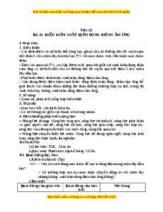 Giáo án Điệu kiện xuất hiện dòng điện cảm ứng Vật lí 9