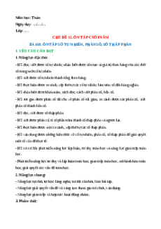 Giáo án Ôn tập số tự nhiên, phân số, số thập phân Toán lớp 5 Kết nối tri thức