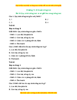 Trắc nghiệm Bài 19: Quy trình trồng trọt và cơ giới hoá trong trồng trọt