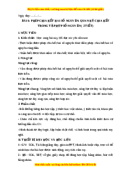 Giáo án Phép chia hết hai số nguyên. Quan hệ chia hết trong tập hợp số nguyên Toán 6 Cánh diều