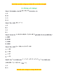 Trắc nghiệm Tổng hợp Chương 1 Toán 6 Kết nối tri thức