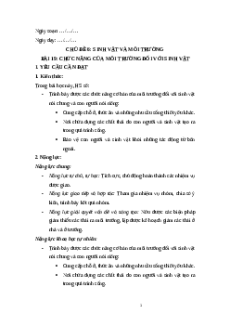 Giáo án Bài 19: Chức năng của môi trường đối với sinh vật Khoa học lớp 5 Cánh diều