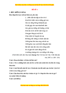 Đề thi cuối kì 1 Ngữ văn 12 - đề 4 có đáp án