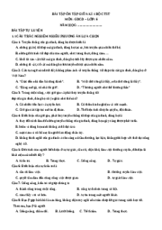 Bài tập ôn tập Giữa kì 1 GDCD 6 Chân trời sáng tạo cấu trúc mới