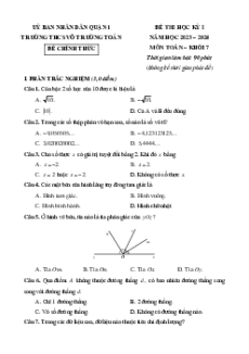 Bộ 5 đề thi cuối kì 1 Toán 7 TP Hồ Chí Minh có đáp án