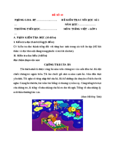 Đề thi Tiếng Việt lớp 1 Học kì 2 Cánh diều (Đề 10)