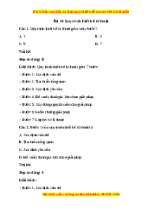 Trắc nghiệm Bài 18: Quy trình thiết kế kĩ thuật
