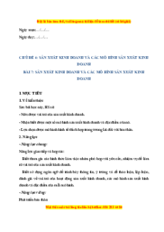 Giáo án Bài 7 KTPL 10 Cánh diều:Sản xuất kinh doanh và các mô hình sản xuất kinh doanh