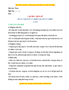 Giáo án Phân số và phép chia số tự nhiên Toán lớp 4 Chân trời sáng tạo