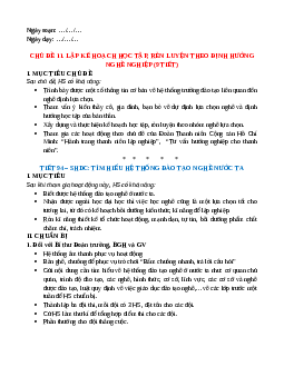 Giáo án HĐTN 10 Kết nối tri thức Chủ đề 11. Lập kế hoạch học tập, rèn luyện theo định hướng nghề nghiệp.