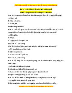 Trắc nghiệm Bài 21 KTPL 10 Kết nối tri thức: Quốc hội, Chủ tịch nước, Chính phủ nước cộng hòa xã hội chủ nghĩa Việt Nam