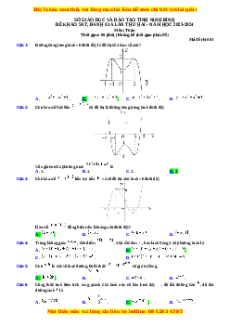 Đề thi thử tốt nghiệp Toán Sở GD Ninh Bình lần 2 năm 2024