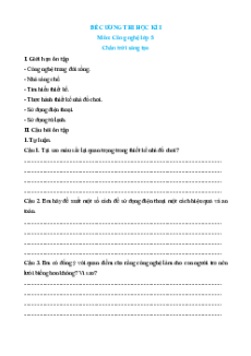 Đề cương ôn tập Cuối kì 1 Công nghệ lớp 5 Chân trời sáng tạo