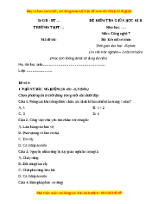 Đề thi giữa kì 2 Công nghệ 7 Kết nối tri thức (Đề 1)