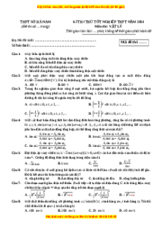 Đề thi thử tốt nghiệp Vật lí Sở Hà Nam năm 2024