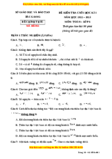 Đề thi cuối kì 1 Toán 6 Kết nối tri thức Sở GD&ĐT Bắc Giang