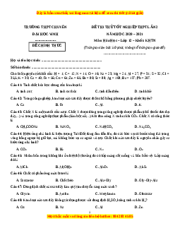 Đề thi thử Hóa Học trường Chuyên ĐH Vinh lần 2 năm 2021
