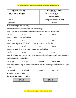 Đề thi cuối kì 1 Toán lớp 2 Kết nối tri thức (Đề 5)