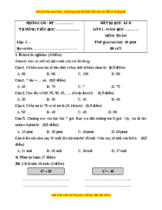 Đề thi cuối kì 1 Toán lớp 2 Kết nối tri thức (Đề 5)