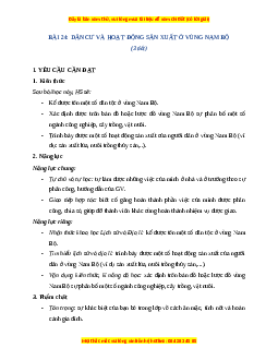 Giáo án Bài 24 Lịch sử & Địa lí lớp 4 Chân trời sáng tạo: Dân cư và hoạt động sản xuất ở vùng Nam Bộ