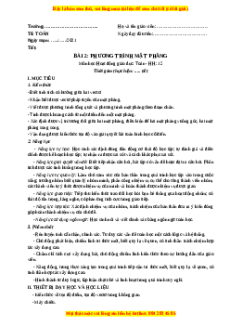 Giáo án Phương trình mặt phẳng Toán 12 Hình học