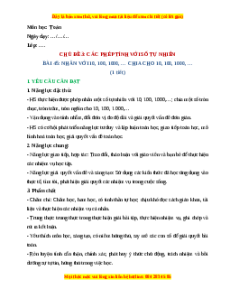 Giáo án Nhân với 10, 100, 1000, .... Chia cho 10, 100, 1000, .... Toán lớp 4 Chân trời sáng tạo
