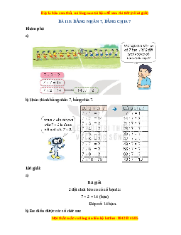 Giải Sgk Toán lớp 3 Bài 10: Bảng nhân 7, bảng chia 7 (Kết nối tri thức)
