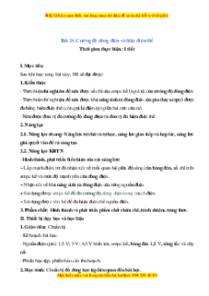 Giáo án Cường độ dòng điện và hiệu điện thế Vật lí 8 Kết nối tri thức