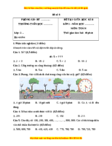 Đề thi giữa kì 2 Toán lớp 2 Chân trời sáng tạo - Đề 8