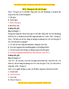 Trắc nghiệm Lịch sử 7 Bài 5 Chân trời sáng tạo: Phong trào cải cách tôn giáo