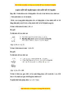 Lý thuyết Nhân một số thập phân với một số tự nhiên Toán 5