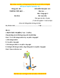 Đề thi cuối kì 1 Công nghệ lớp 3 Cánh diều (Đề 3)