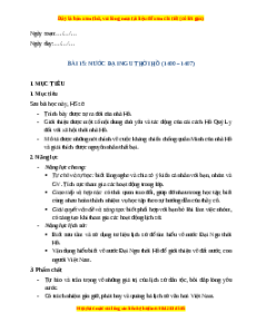 Giáo án Bài 15 Lịch sử 7 Kết nối tri thức (Phiên bản 2): Nước Đại Ngu thời Hồ (1400 - 1407)