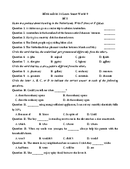 Đề thi Cuối kì 1 Tiếng Anh 9 Ilearn Smart world (Đề 5 kèm file nghe)