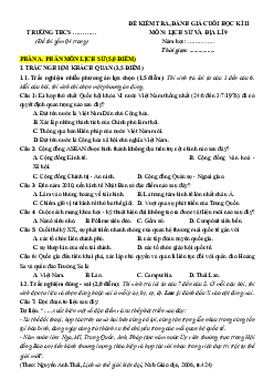 Bộ đề thi Cuối kì 2 Lịch sử&Địa Lý 9 Cánh diều Cấu trúc mới