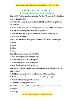 Trắc nghiệm Chuyển động nhìn thấy của Mặt Trời KHTN 6 Chân trời sáng tạo