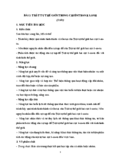 Giáo án Bài 2 Lịch sử 12 Chân trời sáng tạo (2024): Trật tự thế giới trong Chiến tranh lạnh