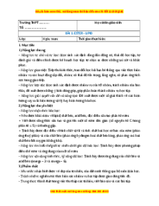 Giáo án Bài 1 Hóa học 12 Cánh Diều: Ester – Lipid