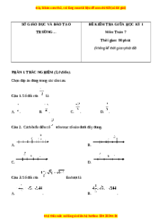 Đề thi giữa kì 1 Toán 7 Cánh diều Sở GD&ĐT Trường xx