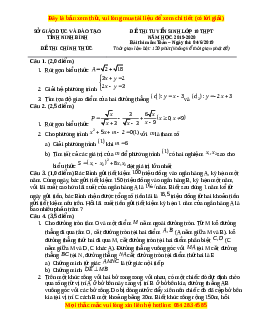 Đề thi vào 10 môn Toán tỉnh Ninh Bình năm 2020