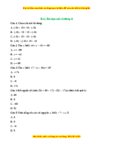 Bài tập trắc nghiệm tổng hợp Chương 2 Toán 6 Cánh diều