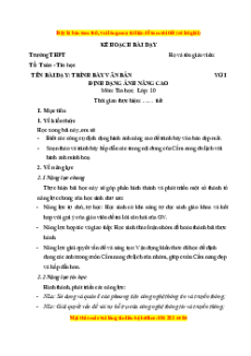 Giáo án CĐ Trình bày văn bản với định dạng ảnh nâng cao Tin 10  Kết nối tri thức