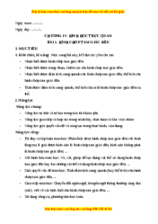 Giáo án Hình chóp tam giác đều Toán 8 Cánh diều