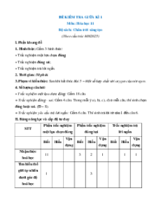 Bộ 11 đề thi Hóa học 11 Giữa kì 1 Chân trời sáng tạo cấu trúc mới