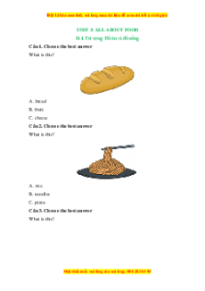 Trắc nghiệm Unit 3: All about food Tiếng Anh 6 Right on
