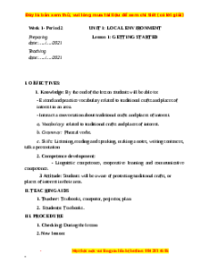 Giáo án Unit 1: Local environment Tiếng Anh 9 CV 5512