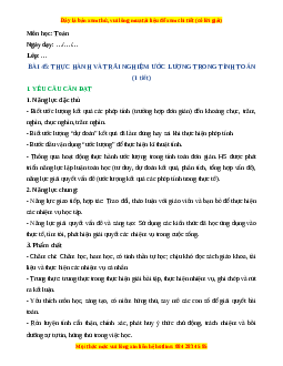 Giáo án Thực hành và trải nghiệm ước lượng trong tính toán Toán 4 Kết nối tri thức