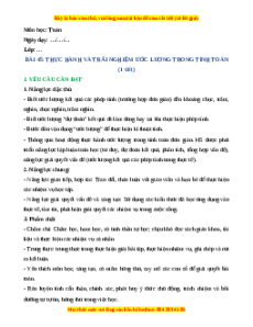 Giáo án Thực hành và trải nghiệm ước lượng trong tính toán Toán 4 Kết nối tri thức