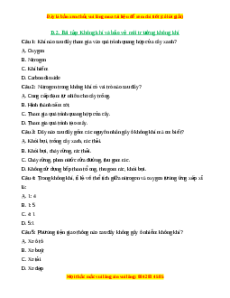 Trắc nghiệm Không khí và bảo vệ môi trường không khí KHTN 6 Chân trời sáng tạo